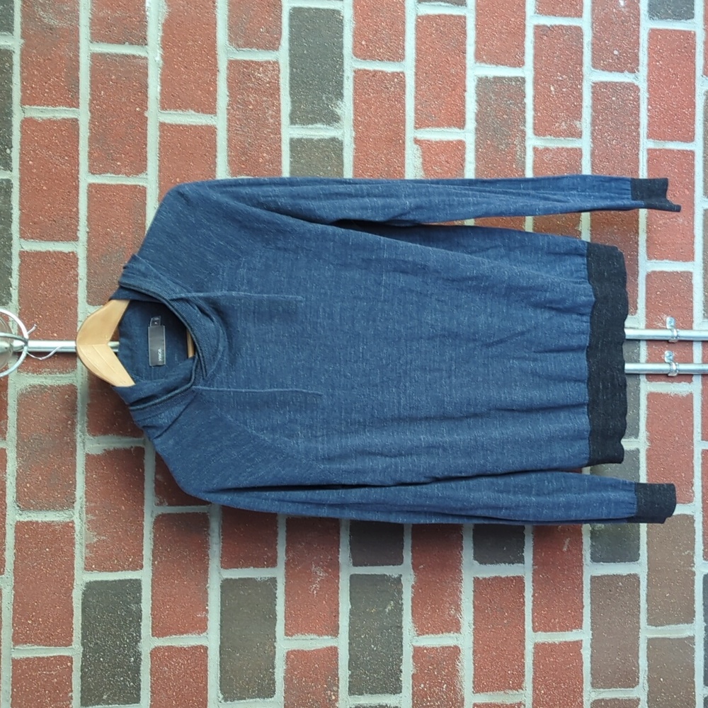 Vince Long Sleeve Blue Hoodie Hooded Sweatshirt Large L